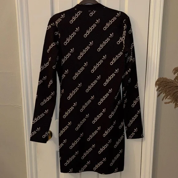 Adidas Black Long Sleeve Dress with Logo Pattern - Picture 3 of 3